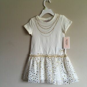 Juicy Couture Toddler Girl Gold/White Dress size 4T.